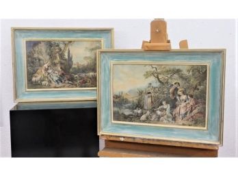Two Framed Reproduction Color Prints After Francois Boucher, The Nest And The Den