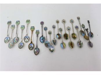 Have Spoon Will Travel: Dynamic Group Of Porcelain Souvenir Spoons Travel Attractions And Birds