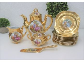 Royal China Warranted 22KT Gold Plates & Tea Set