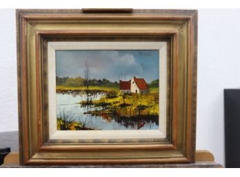 Vintage Original Oil On Canvas Waterscape, Signed Upper Right Mourier