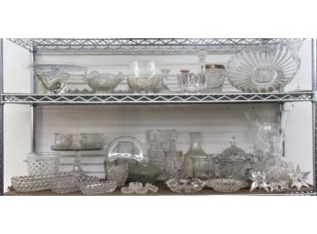 Magnanimous Two Shelf Lot Of Functional And Decorative Crystal And Glass Vases And Vessels And Forms