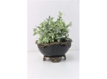 Cornered Round Planter With Ormolu Rime Handles And Base