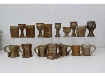 Earthenware Group Of Mugs, And Pedestal, And Tumbler Drinking Vessels
