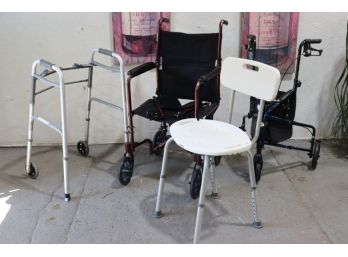 Group Lot Of Mobility Aids/Equipment (3) And Adjustable Shower Chair(1)
