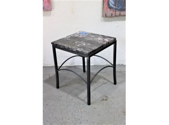 Black Marble Top Square Wire Side Table