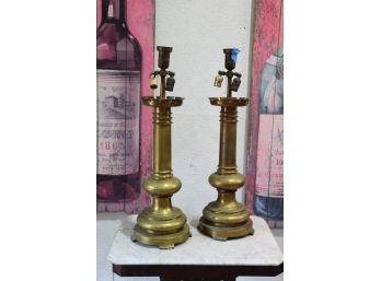 Fabulous Pair Of  Classic 'king Of All Brass Lamps' Brass Lamps - Heavy Duty Badass Brass
