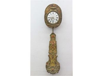 Vintage Comtoise Morbier Wall Clock, Repousse  Pendulum, Pierre-Joseph Bailly-Salins A Morbier