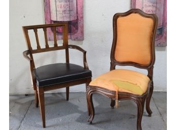 Pair Of Vintage Chairs - One Arm Chair And One Side Chair