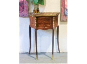Extravagantly Styled Louis Revival Marquetry Side Table Gallery Needs To Be Securely Reattached/Nailed In