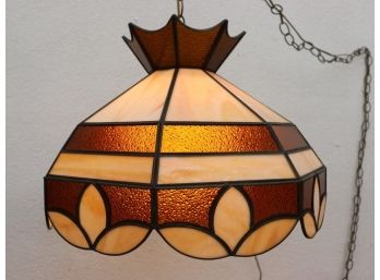 Upwards Trefoil Crown Top Tiffany Style Octagon Hanging Lamp