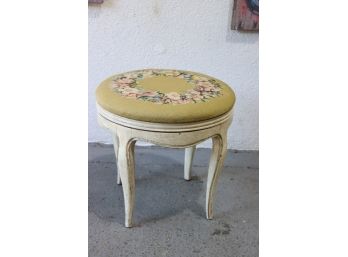 Floral Embroidered Round Vanity Stool