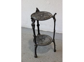Vintage Black Cast Iron Two Tiered Fern Stand