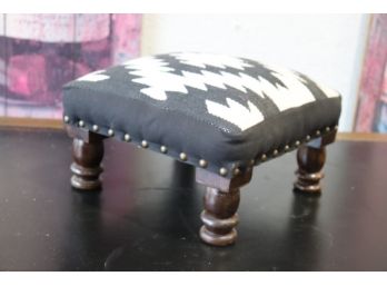 Low Stool With Zapotec Upholstery And Nail Head Trim