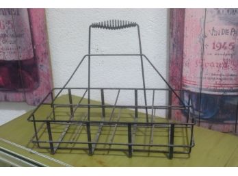 Vintage Wire And Metal Eight Bottle Milk Carrier