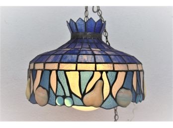 Cobalt Blue And Honey Yellow Tiffany-style Pendant Lamp