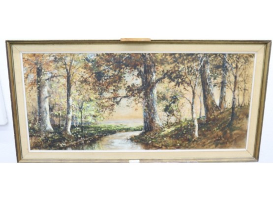 October Evening, W.S. Bucklin, Original Gouache & Oil Pencil, Signed And Titled Lower Right