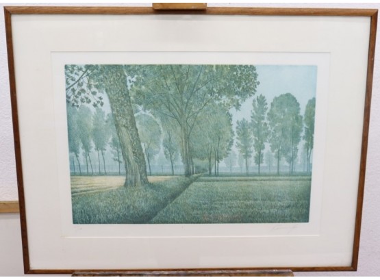 Limited Edition Lithograph, Landscape, Numered And Pencil Signed On Matte Below Impression