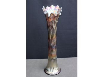 MCM Iridescent Rustic Ripple Carnival Swung Glass Vase