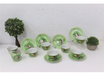 Vintage Porcelain Tea Set Paul's Gifts/EPP & Co Japan - 6 Cups/Saucers With Creamer & Sugar