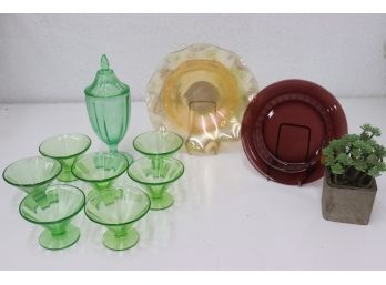 Colorful Group Lot Of Vintage Carnival And Depression Glass