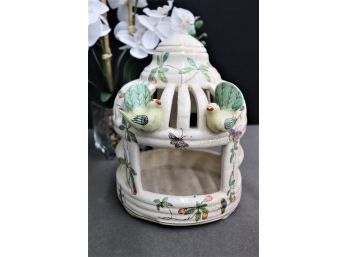 Too Sweet Two Birds Small Decorative Painted Ceramic Candle Lantern