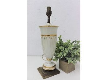 Vintage Neoclassical White & Gold Potiche Table Lamp