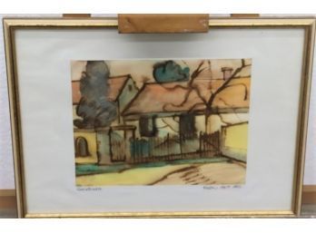 Watercolor Of Szentendre, Hungary - Titled, Signed, And Dated Inner Matte