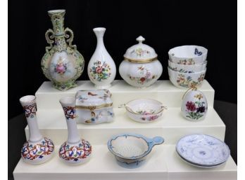 Varied Group Lot Of Beautiful Porcelain Vases, Bowls, Boxes, Etc - Royal Crown Derby, Aynsley, Augarten...
