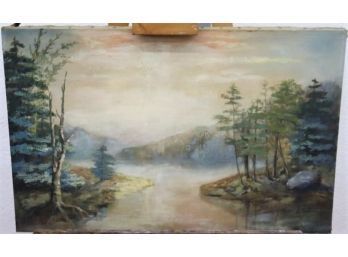 Oil On Canvas Signed Lower Right.  River Scene