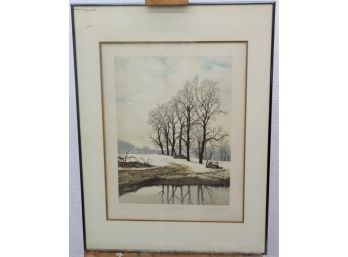 Patricia Langmead Wintrer Landscape Aquatintprint- Signed, Numbered, Titled In Margin Frame