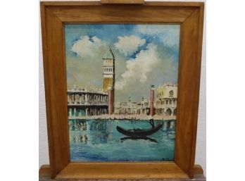 Venice Italy Oil On Artist Board, Signed And Dated MJ Slagle 1961
