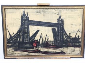 Framed Reproduction Print Bernard Buffet Tower Bridge London 1960