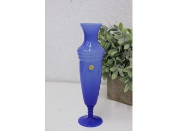 MCM Vintage Periwinkle Opaline Glass Flared Slender Cone Vase