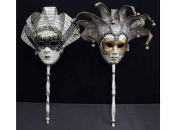 Pair Of Venetian Carnivale Masks -maschera Del Galeone- With COG