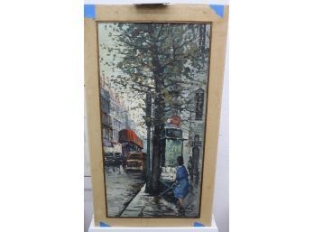 Original Oil On Canvas Board, Signed And Framed, London Streetscape