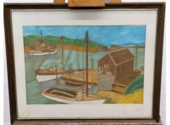 Nantucket Inspired Original Watercolor Gouache, Initial Signed Lower Right