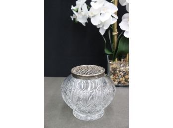 Vintage Cut Crystal Potpourri/Rose Petal Bowl . Silver Plated Lid