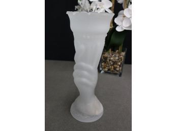MCM Vintage Hand Holding Torch Satin Frosted Glass Vase
