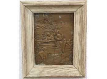 Excellent Vuntage Repousse Relief Of Woodland Scene, Framed