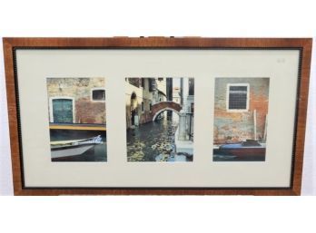 Triptych Of Color Photographs Of Venice Canal Scenes, Framed