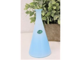 MCM Vintage Cased Blue & White  Balboa Venetian Glass Beaker Vase MCM