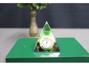 Geneva Boy Colored Crystal Pyramid Clock, With Original Box