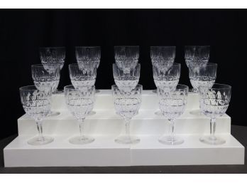 Collection Of 15 Stuart Of England Clifton Park Pattern Crystal Goblets