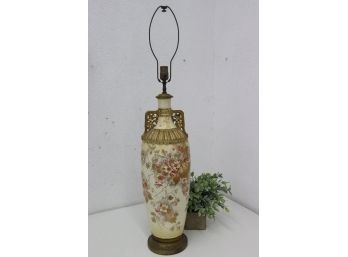 Graceful Judenstil Moriage  Vine Handle Floral Vase Lamp, German Porcelain Style  (needs Rewiring)