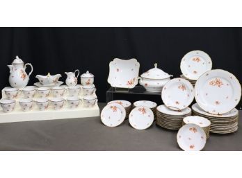 Rust Rose & Gilt Edge Bavarian Porcelain Tableware (incomplete Set)