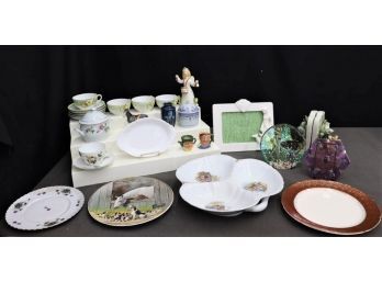 Global Mixed Lot Of Porcelain, Bone China, And Glass Tabletop And Decorative Objects - Plates, Figurines, Etc.