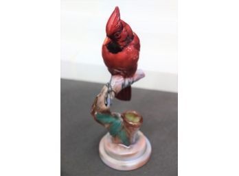 Northern Red Cardinal Perched On Branch Figurine,  A Carole Stupell Selection, Two Stupell Stickers On Bottom