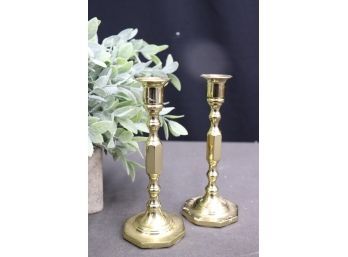 Pair Of Baldwin Brass Candlestick Holders, Forged In America