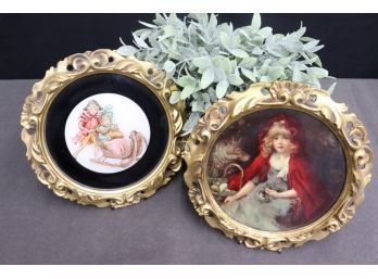 Pair Of Round Gilt Style Decorative Frames, Made In Italy