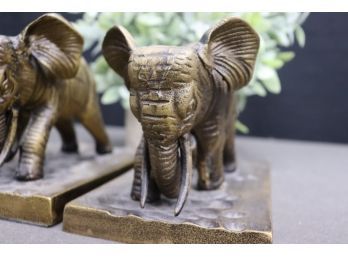 Forward Charging Elephant Bronze-tone Platform Bookends